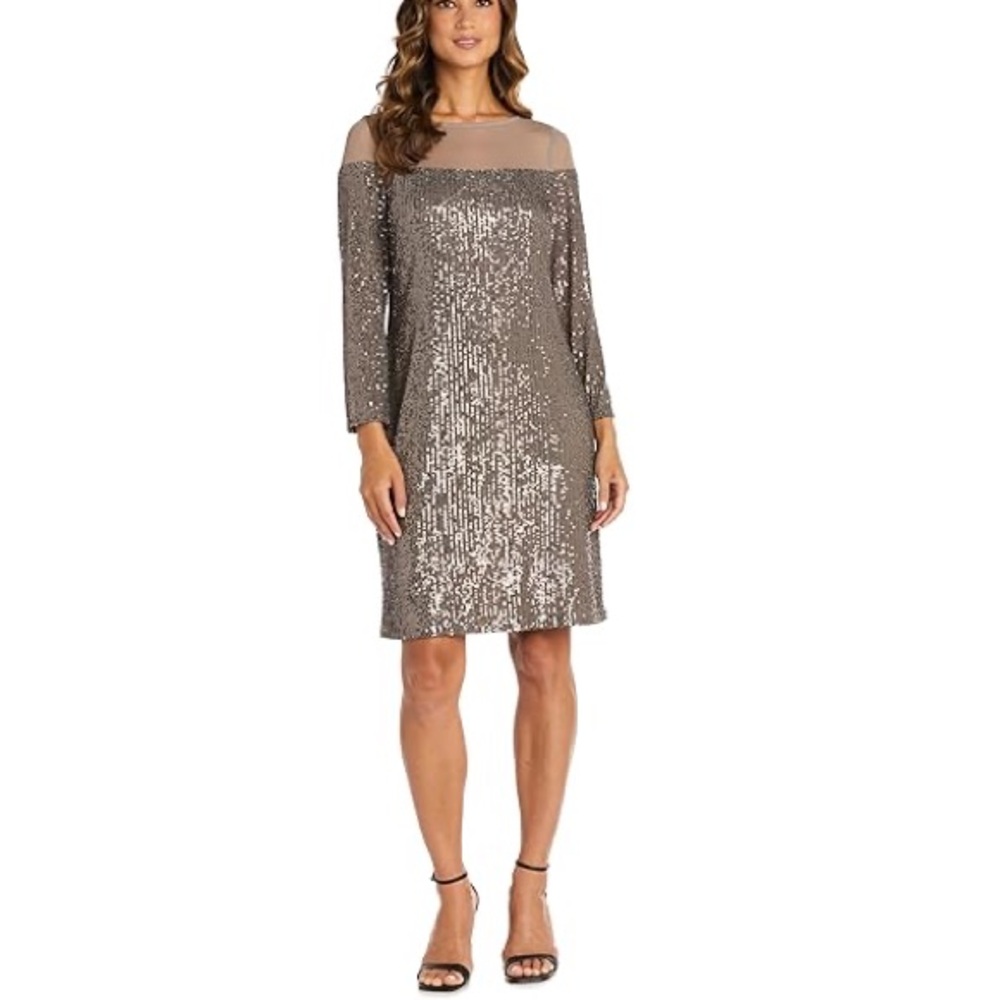 R&M Richard’s Illusion Sequined Women’s Bodice Mini Dress Size 6P NWT